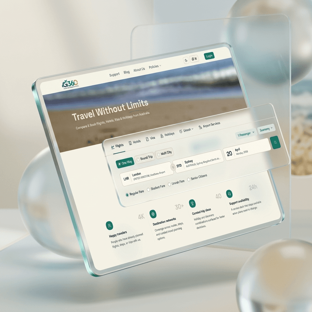Flight search widget product styled showcase